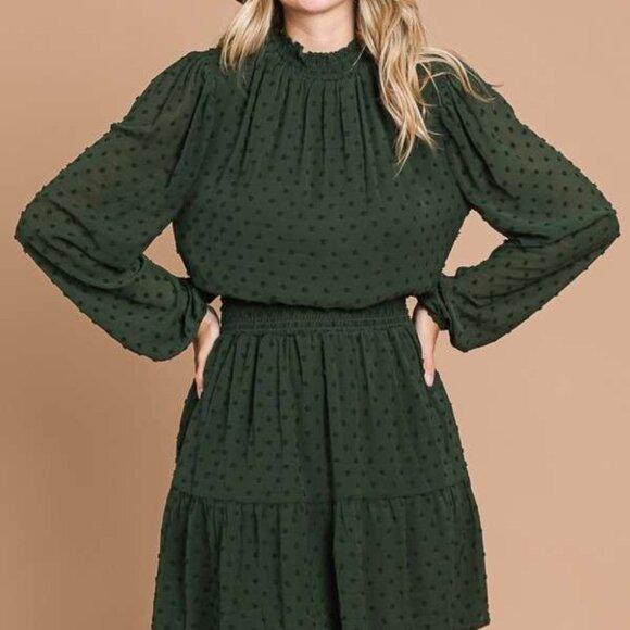 Culture Code Swiss Dot Smock Neck Mini Dress with Pockets - Picture 3 of 8